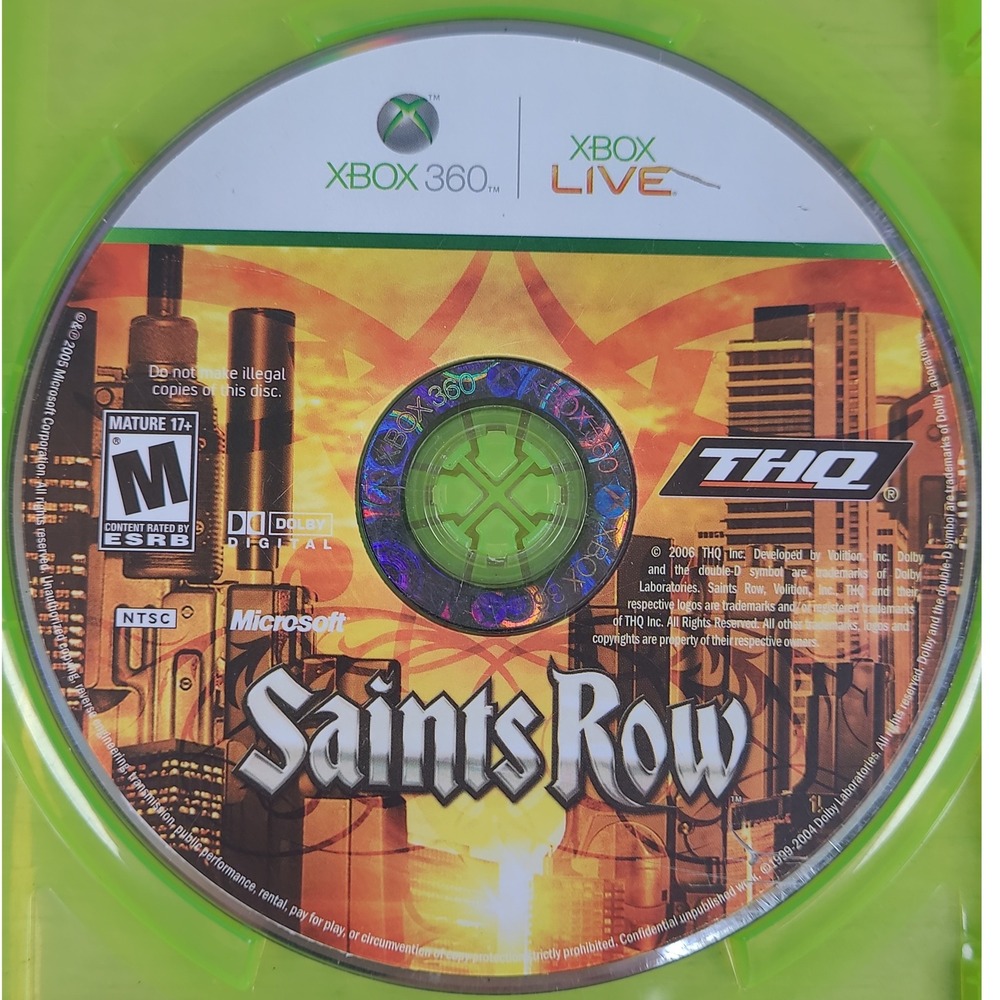 Saints Row Microsoft Xbox 360 2006 THQ Action Adventure Game NTSC M Rating
